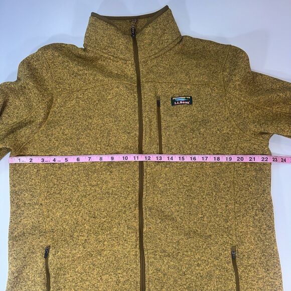 L.L. Bean Sweater Fleece Full Zip Jacket Coat Outdoor Hiking Mustard Men Large - Picture 7 of 10